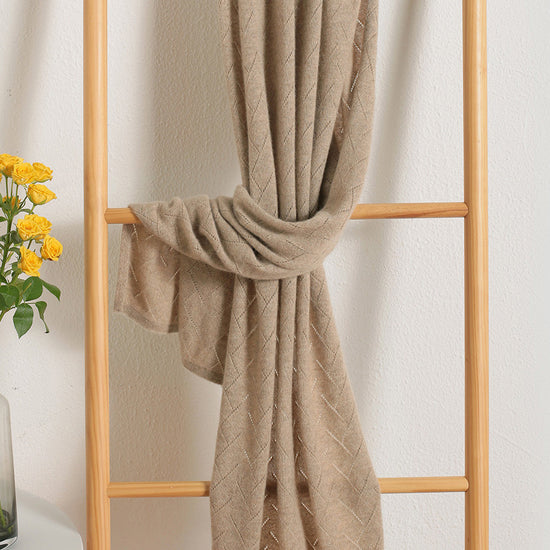 COMOBOCA BROWN 100% Cashmere Solid Color Scarf