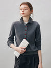 COMOBOCA 100% Cashmere Women's Turtleneck Button Front Knit Cardigan