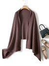 COMOBOCA BROWN 100% Cashmere Scarf Solid Color Shawls with Buttons