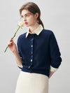 COMOBOCA 100% Cashmere Women's Embroidered Button-Front Cardigan