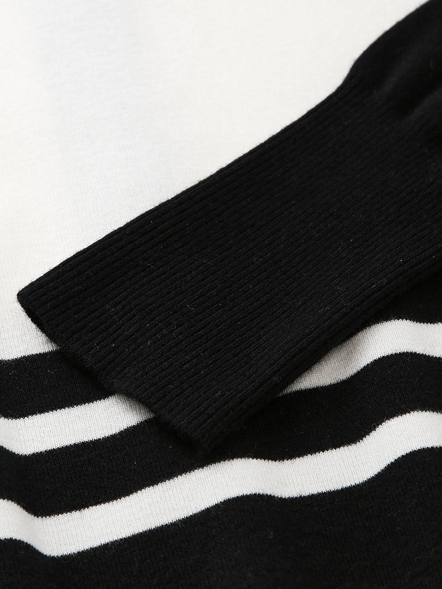 COMOBOCA 100% Wool Women's Striped Zip-Up Cardigan