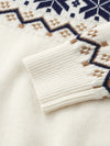 COMOBOCA 100% Wool Kids' Fair Isle Snowflake Round Neck Sweater