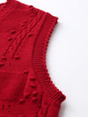 COMOBOCA 100% Cashmere Women's Bow Detailing Cable Knit Vest
