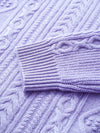 COMOBOCA 100% Wool Women's Cable Round Neck Knit Sweater