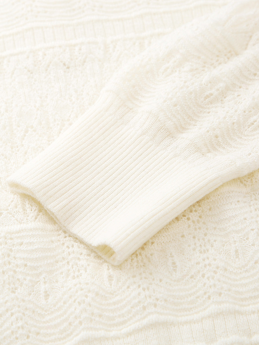 COMOBOCA 100% Wool Women's Stylish Lace Knit Sweater