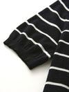 COMOBOCA 100% Wool Women's Mock Neck Striped Ribbed T-Shirt