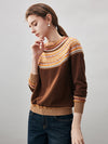 COMOBOCA 100% Cashmere Women's Fair Isle Round Neck Sweater