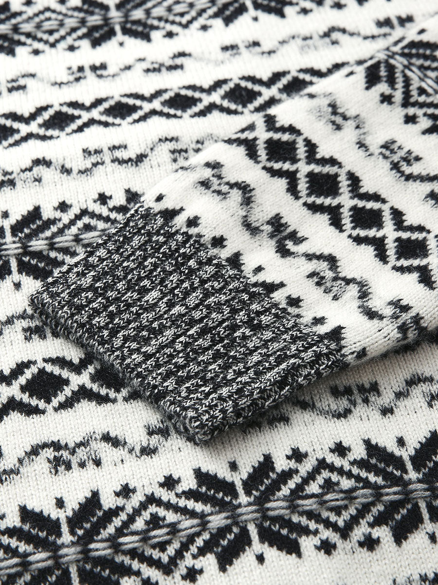 COMOBOCA 100% Wool Women's Snowflake Pattern Cardigan