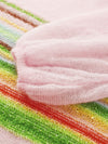 COMOBOCA Women's Rainbow Striped Flared Sleeve Sweater