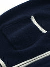 COMOBOCA 100% Cashmere Women's Contrast Collar Double Zip Cardigan