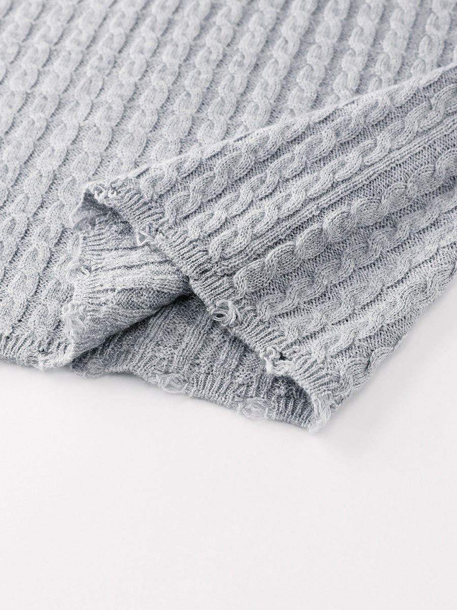 COMOBOCA Women's Cable Knit Ribbed Sweater