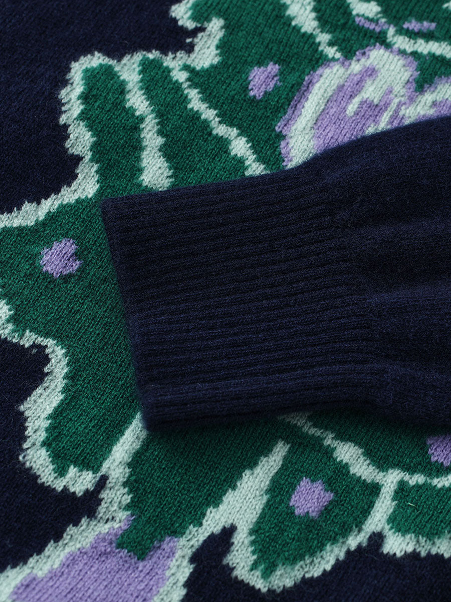 COMOBOCA 100% Wool Kids' Christmas Tree Round Neck Sweater