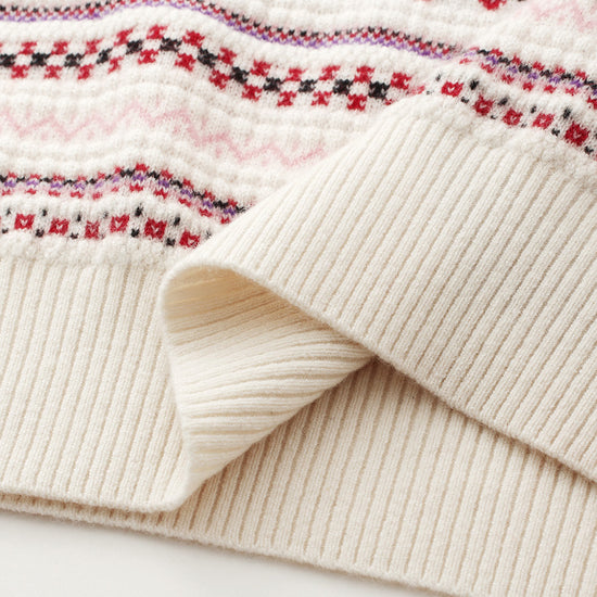COMOBOCA 100% Cashmere Women's Fair Isle Round Neck Sweater