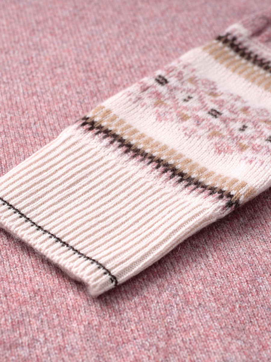 COMOBOCA 100% Cashmere Women's Intricate Sleeve Knit Sweater