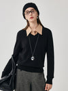 COMOBOCA 100% Wool Women's V-Neck Ribbed Knit Sweater
