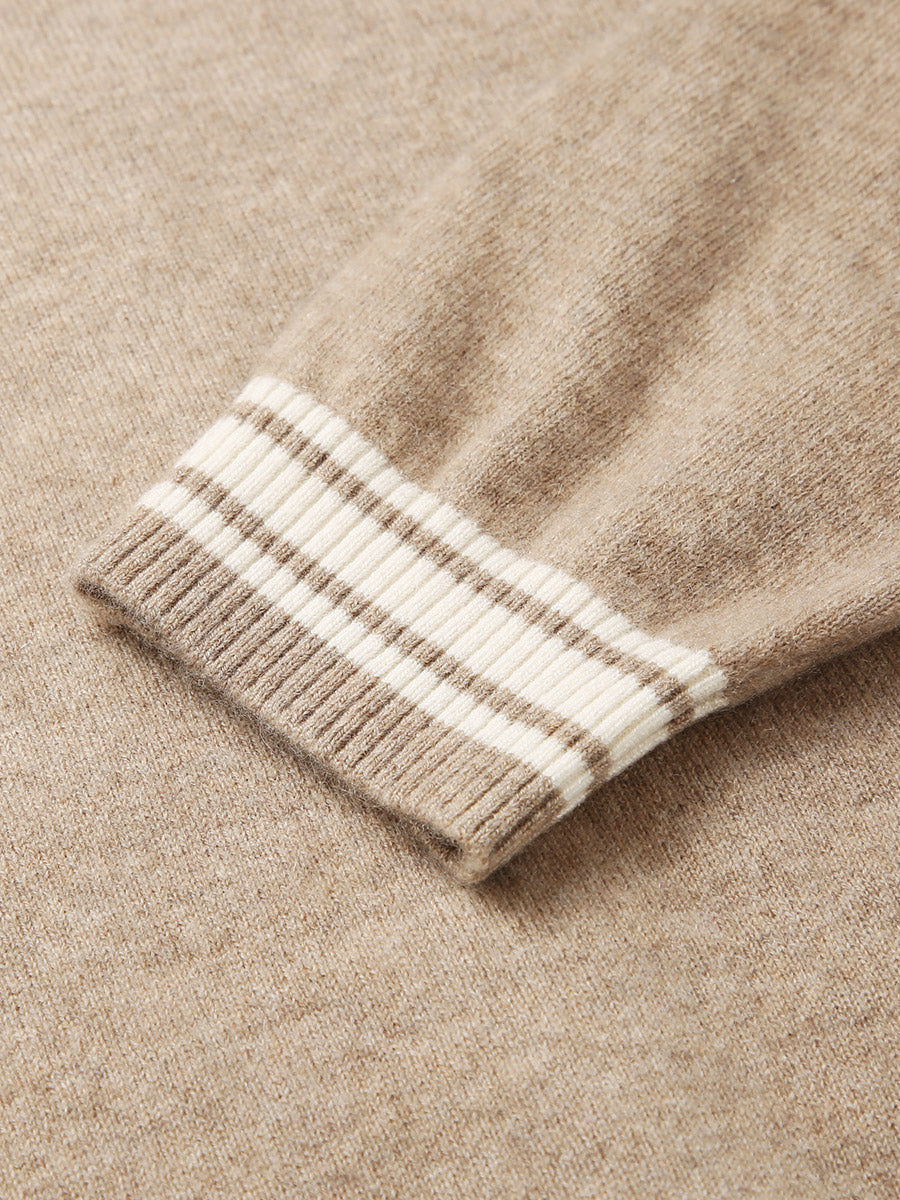 COMOBOCA 100% Cashmere Men's Striped Collar Button Cardigan