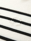 COMOBOCA 100% Cashmere Women's Striped Mock Neck Knit Sweater