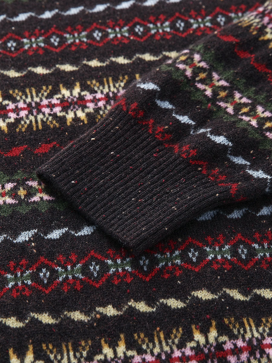 COMOBOCA 100% Cashmere Women's Fair Isle Turtleneck Sweater