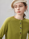 COMOBOCA 100% Cashmere Women's Embroidered Button-Front Cardigan