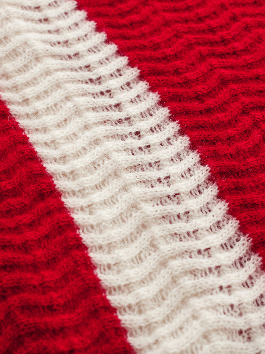 COMOBOCA 100% Cashmere Women's Striped Round Neck Sweater