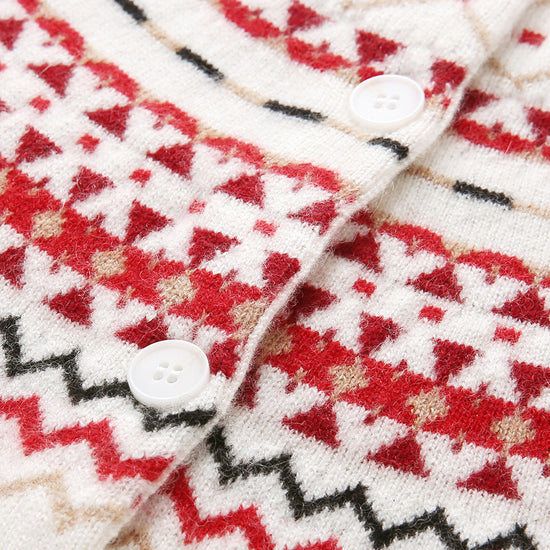 COMOBOCA 100% Cashmere Women's Fair Isle Button Front Cardigan