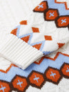 COMOBOCA 100% Wool Kids' Round Neck Striped Cable Knit Sweater