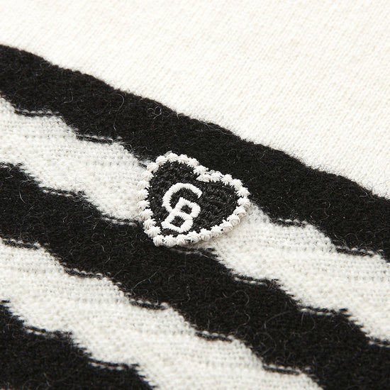 COMOBOCA 100% Cashmere Women's Striped Round Neck Sweater