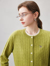 COMOBOCA 100% Cashmere Women's Cable Knit Button Front Cardigan