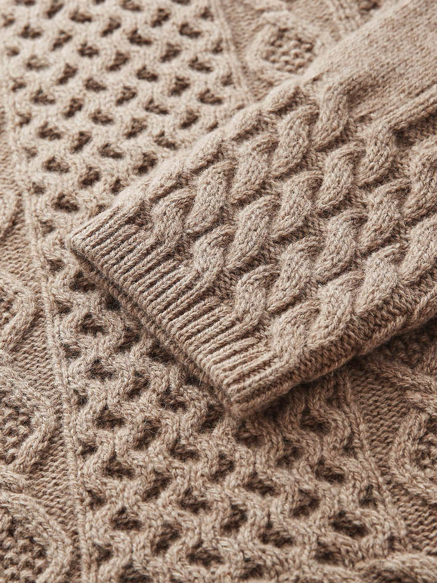 COMOBOCA 100% Wool Women's Cable Knit Button Cardigan