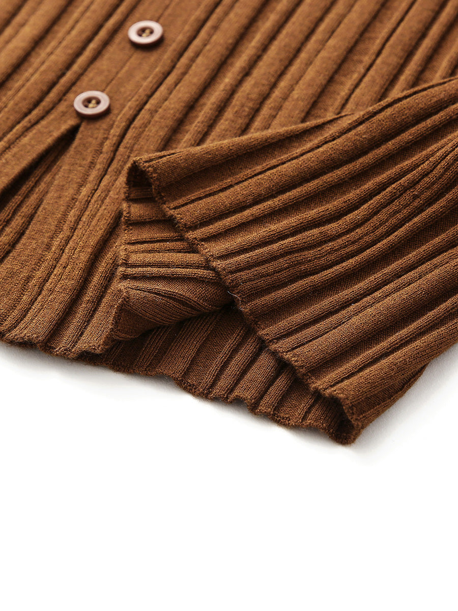 COMOBOCA Women's Ribbed V-Neck Faux Cardigan Sweater