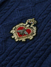COMOBOCA 100% Wool Kids' Royal Embroidered Cable Knit Cardigan