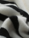 COMOBOCA 100% Cashmere Women's Striped Half-Zip Knit Sweater