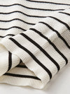 COMOBOCA Women's Cotton Silk Striped Knit Polo Shirt