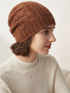 COMOBOCA Coffee 100% Cashmere Classic Cable Knit Beanie