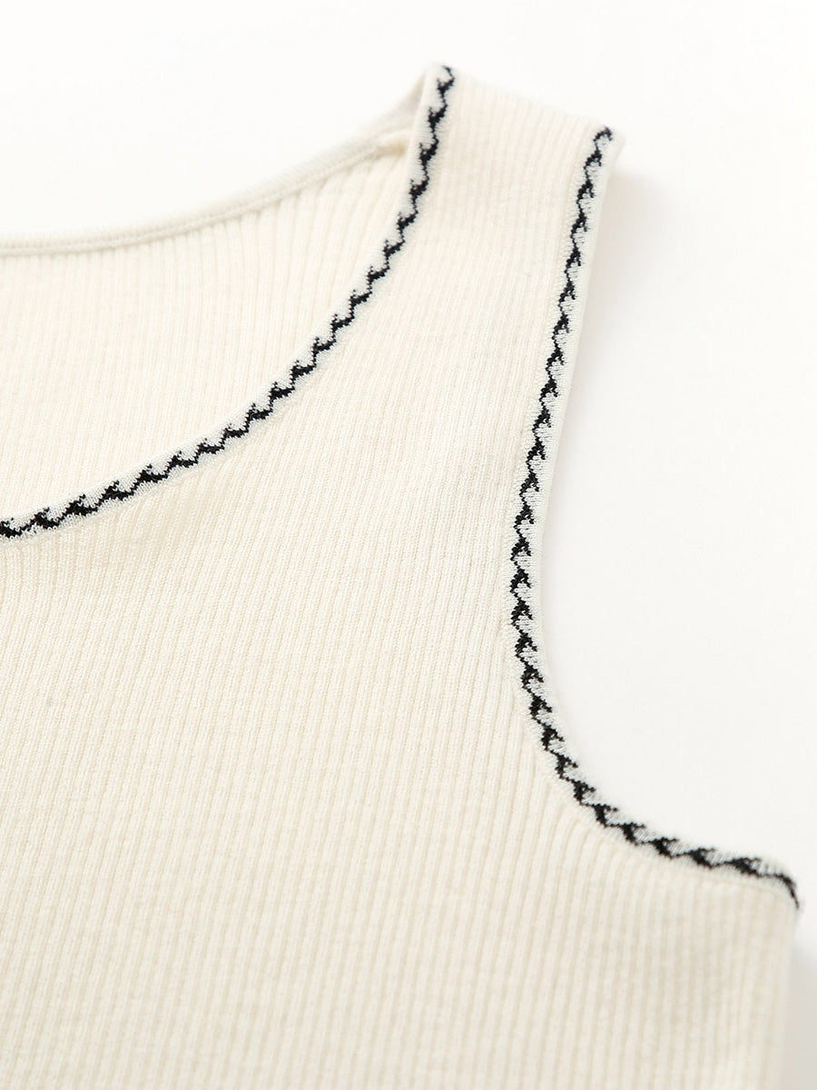 COMOBOCA 100% Wool Women's Sleek Ribbed Knit Tank Top