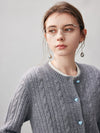 COMOBOCA 100% Cashmere Women's Cable Button Front Knit Cardigan