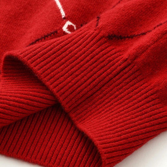 COMOBOCA 100% Cashmere Women's Diamond Patterned Round Neck Sweater