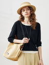 COMOBOCA Women's Layered Round Neck Knit Sweater