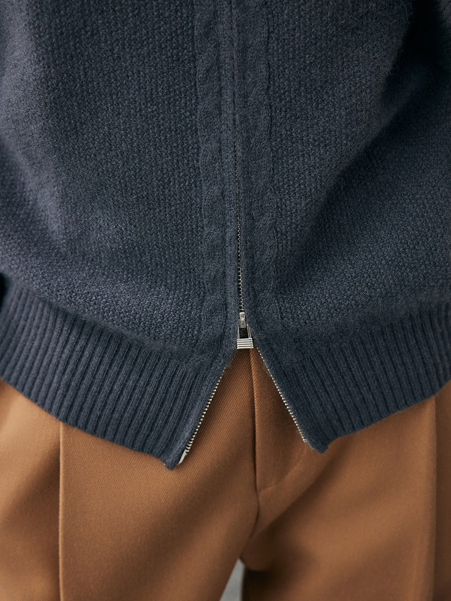 COMOBOCA 100% Cashmere Women's Double Zip Hoodie