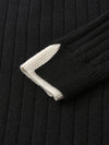 COMOBOCA 100% Wool Women's Ribbed Contrast Trim Sweater