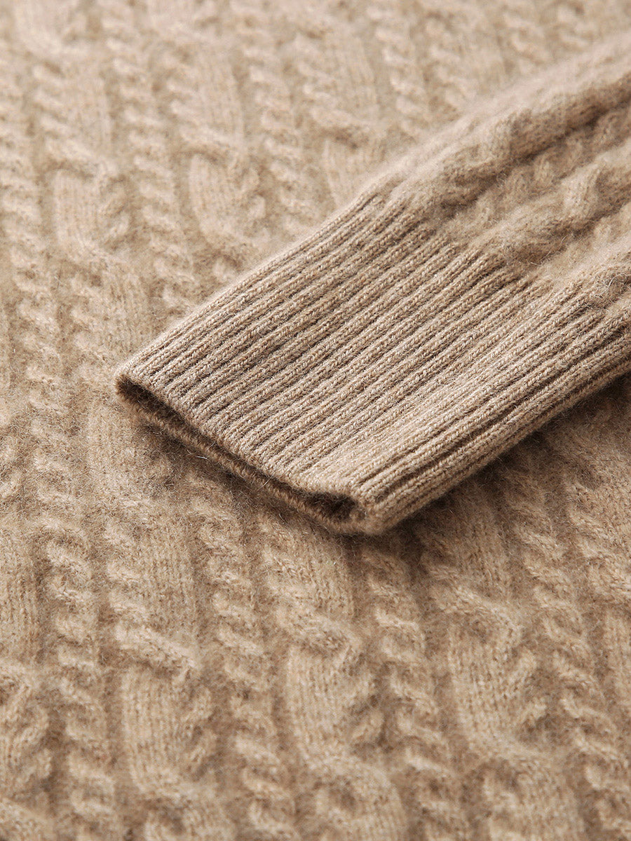 COMOBOCA 100% Cashmere Women's Cardigan Cable Knit Hoodie