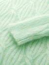 COMOBOCA Women's Mohair Cable Knit Round Neck Sweater