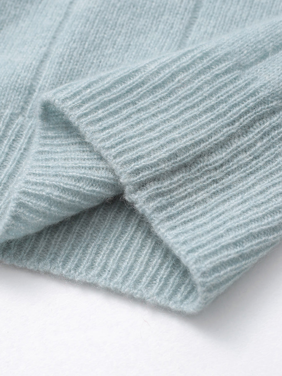COMOBOCA 100% Cashmere Women's Ribbed Knit Pullover Sweater