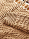 COMOBOCA 100% Wool Women's Fair Isle Zip Up Cable Knit Cardigan