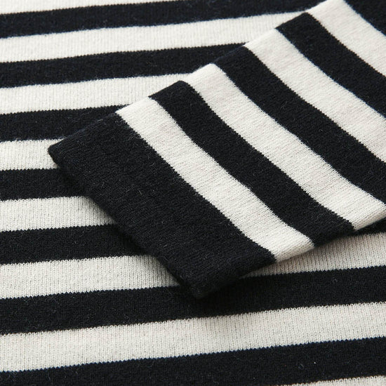 COMOBOCA 100% Wool Women's Striped Embroidered Sweater