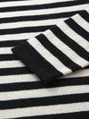 COMOBOCA 100% Wool Women's Striped Embroidered Sweater