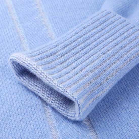 COMOBOCA 100% Cashmere Women's Round Neck Ribbed Sweater