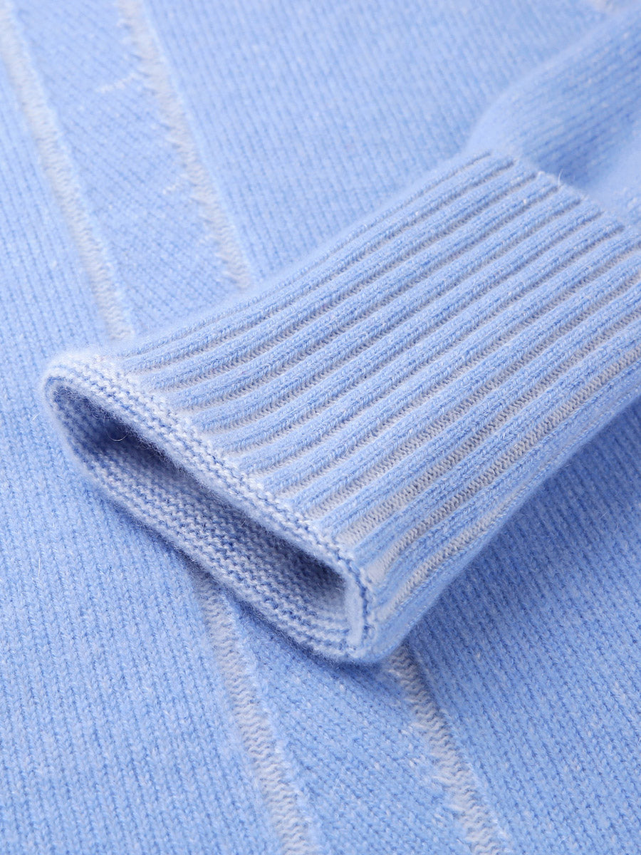 COMOBOCA 100% Cashmere Women's Round Neck Ribbed Sweater