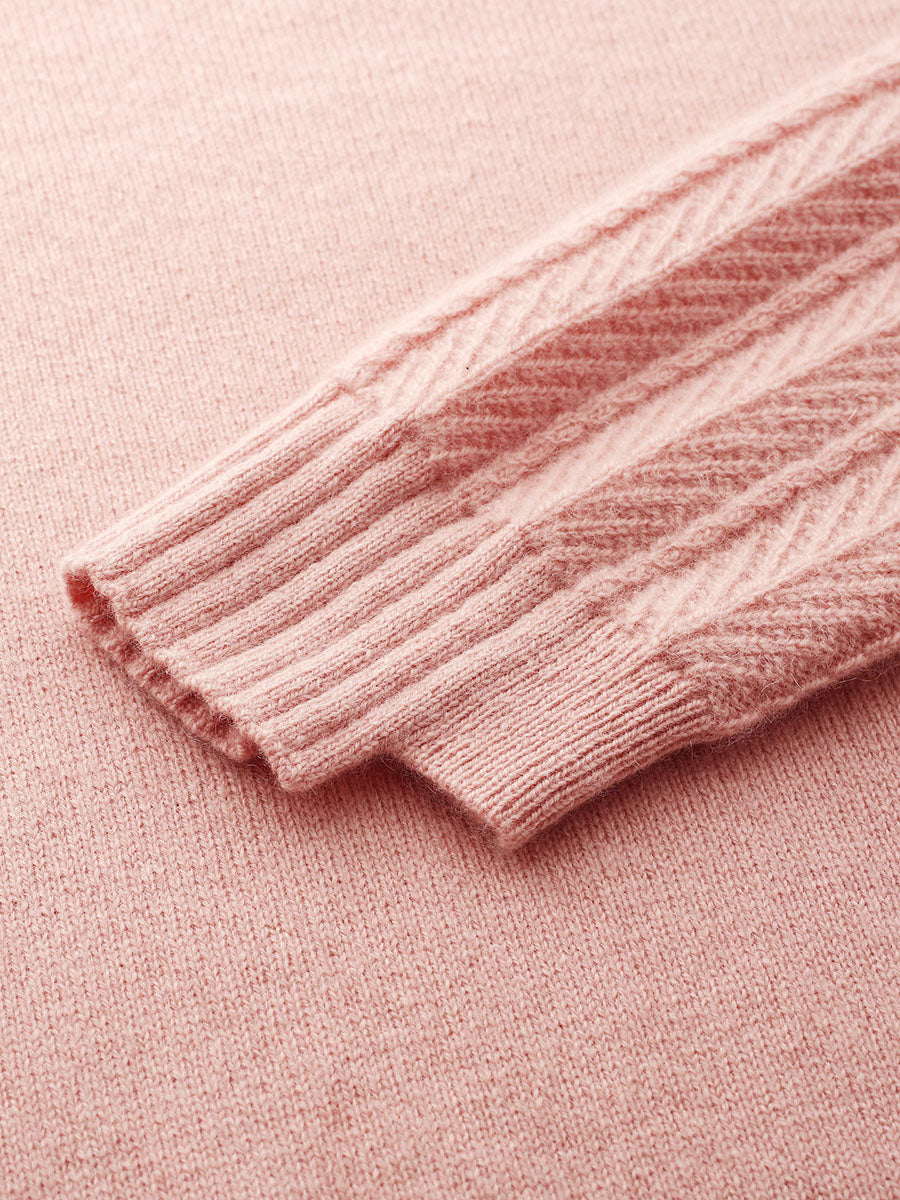 COMOBOCA 100% Cashmere Women's Cable Heart Patterned Knit Sweater