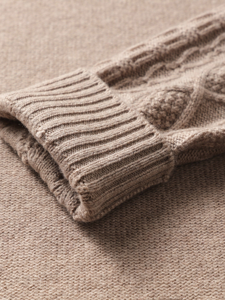 COMOBOCA 100% Wool Women's Cable Knit Sweater